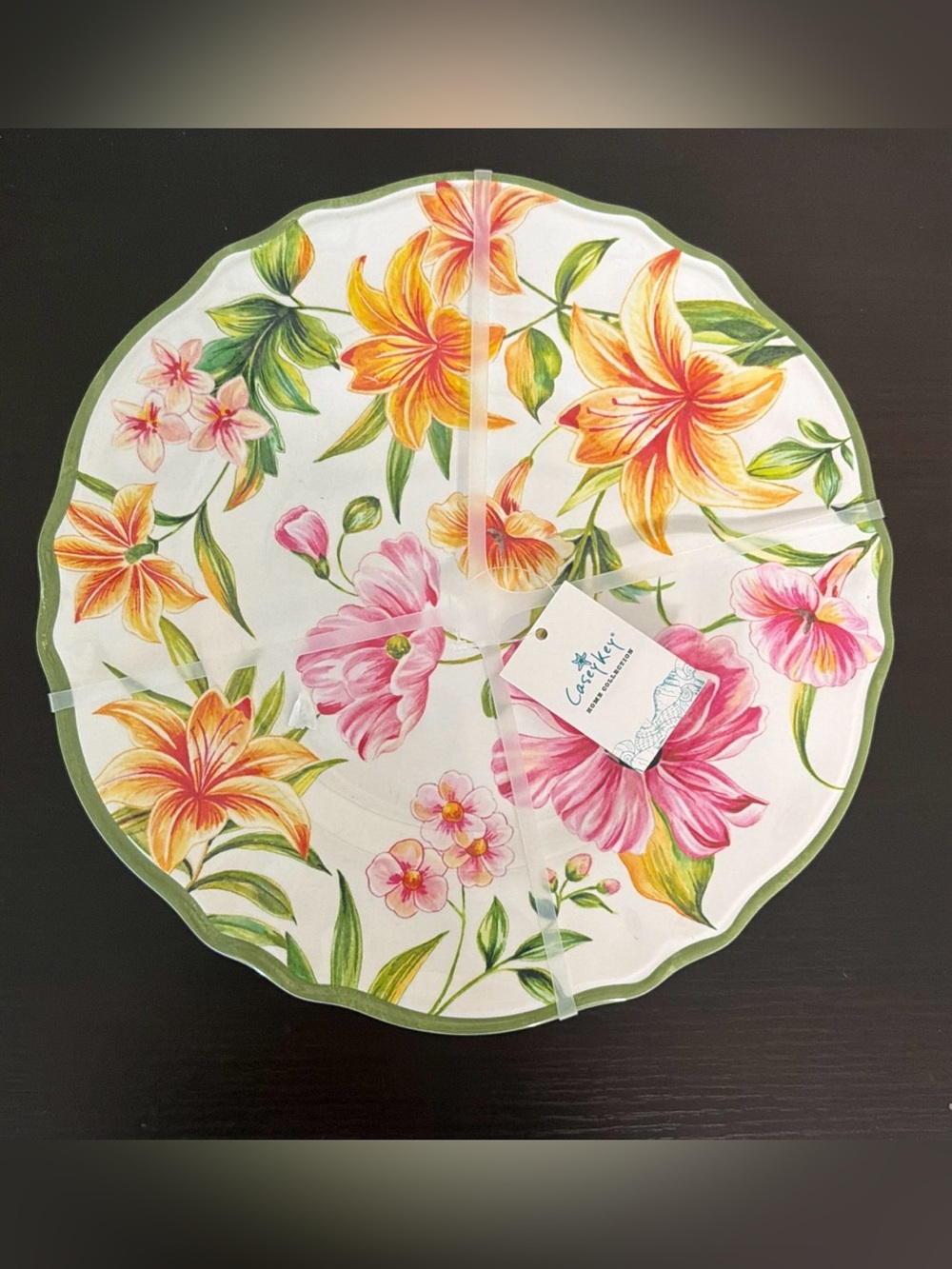 Casey Key  Vibrant Tropical Motif Set of 4-  11"  Melamine Dinner Plates